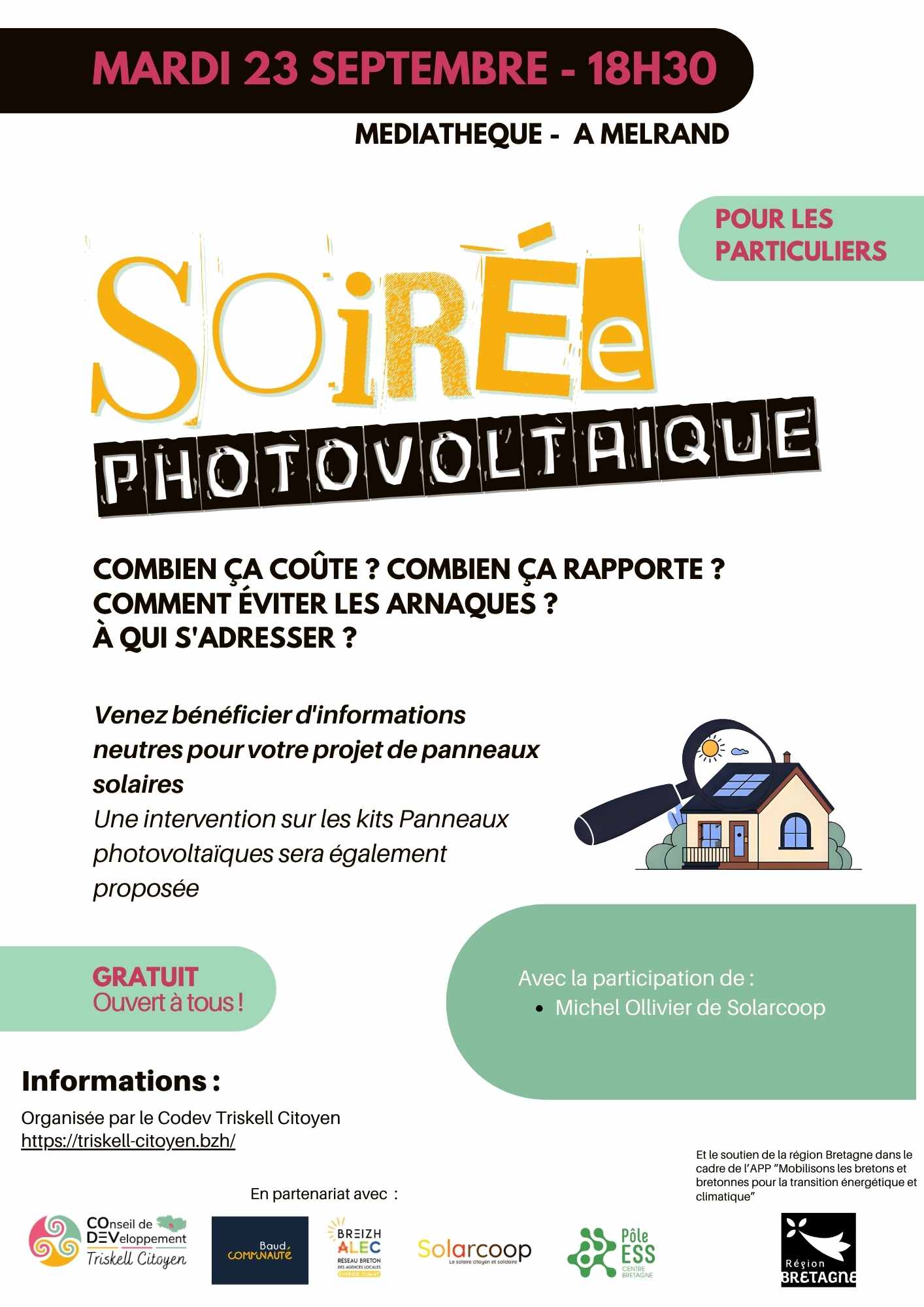 Soirée photovoltaïque co-organisée par le CODEV Triskell citoyen et Taranis 